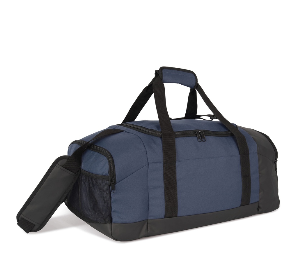 [KI0650-DeepBlue_Black-OneSize] KI0650 - Sac de sport recyclé avec double compartiment latéral - DeepBlue_Black