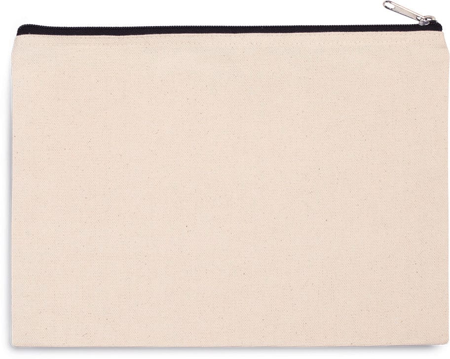 [KI0722-Natural_FluorescentYellow-OneSize] KI0722 - Pochette en coton canvas - grand modèle - Natural_FluorescentYellow