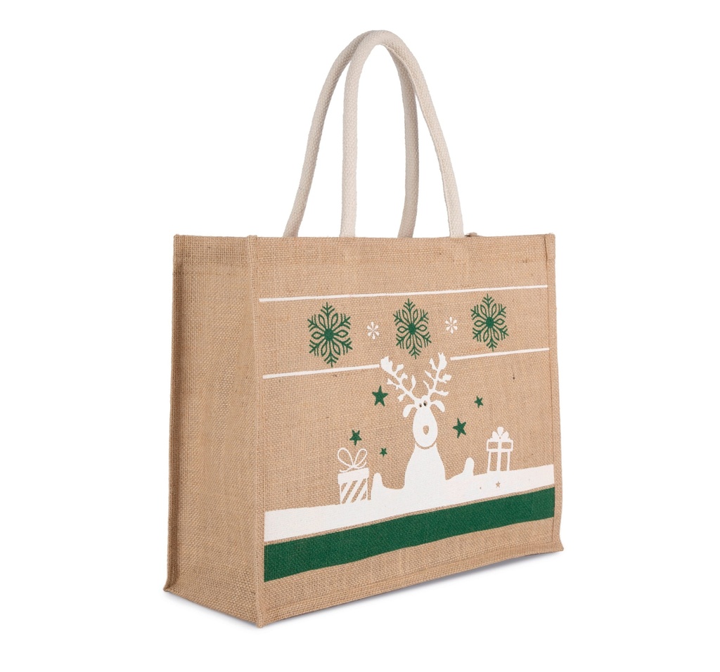 [KI0736-Natural_White-OneSize] KI0736 - Sac shopping avec motifs de Noël - Natural_White