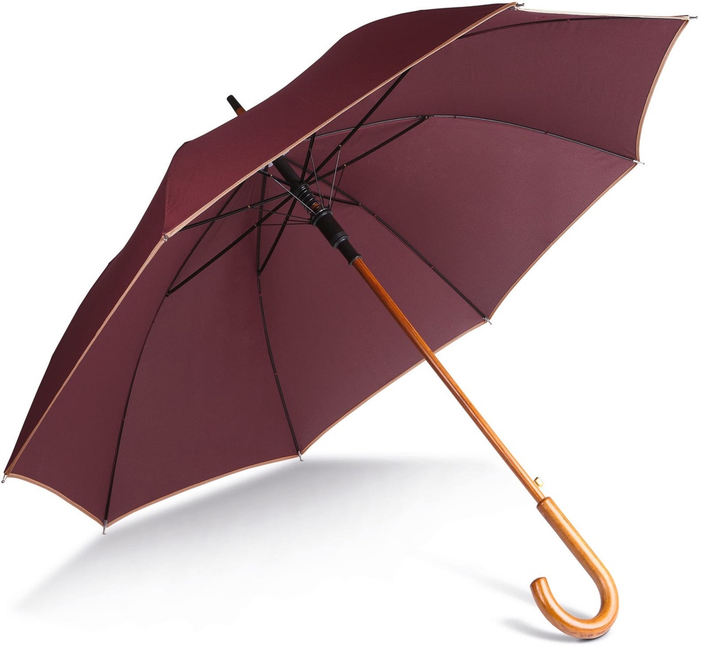 [KI2020-Burgundy_Beige-OneSize] KI2020 - Parapluie mât en bois - Burgundy_Beige
