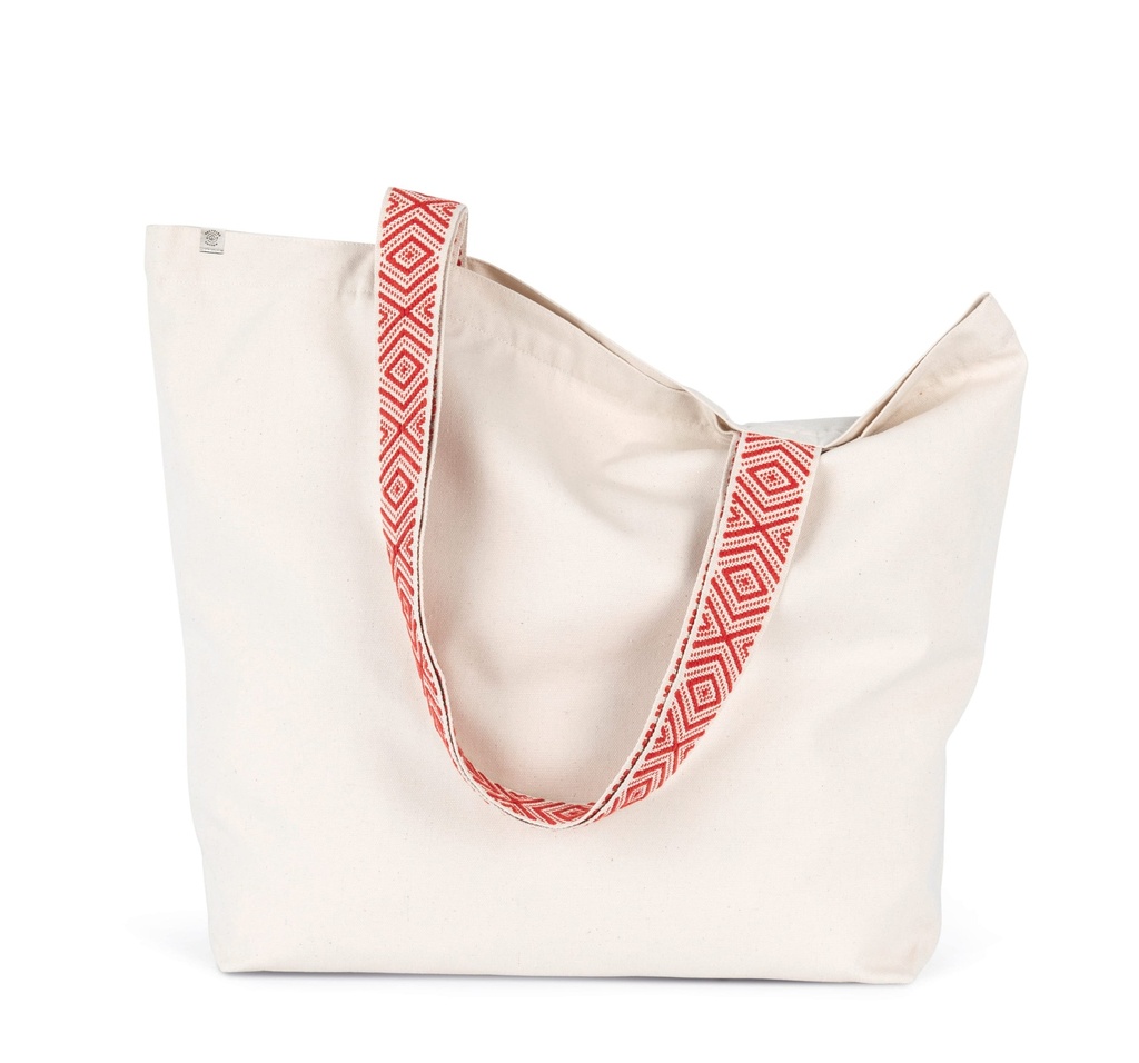 [KINS118-Ecume_EthnicBlue-OneSize] KINS118 - Grand sac shopping recyclé - Ecume_EthnicBlue