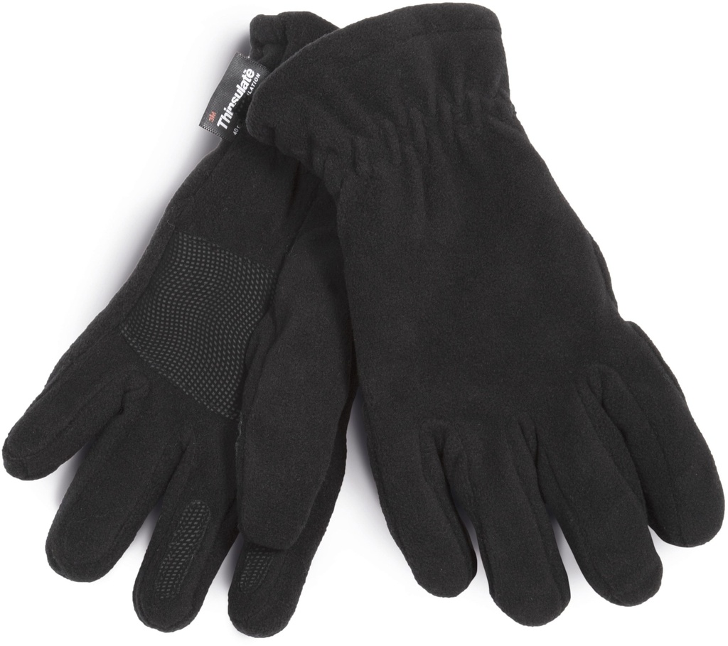 [KP427-Black-S/M] KP427 - Gants Thinsulate en polaire - Black (S/M)