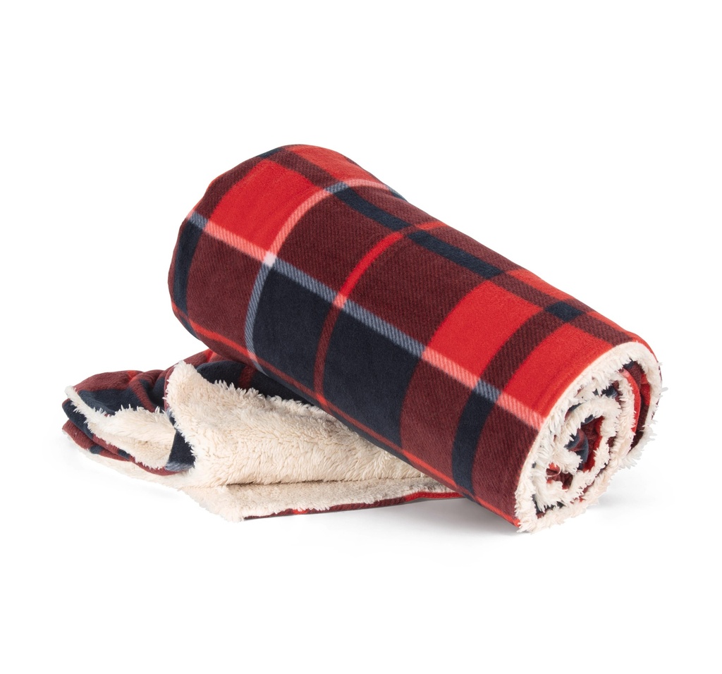 [KP431-Beige-OneSize] KP431 - Plaid sherpa - Beige