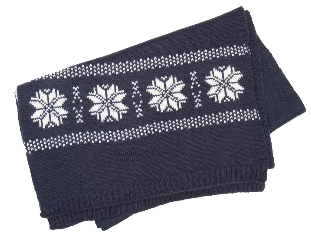 [KP541-SteelGrey-OneSize] KP541 - Echarpe de Noël tricotée motif étoiles - SteelGrey