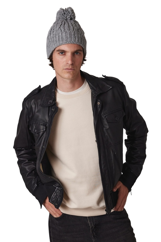 [KP550-Black-OneSize] KP550 - Bonnet en maille tricot - Black