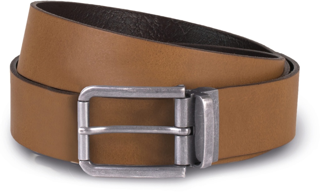 KP812 - Ceinture en cuir à bord franc - 35 mm - Cognac