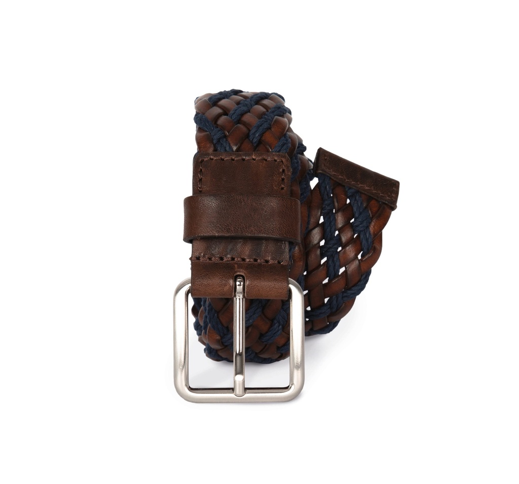 KP822 - Ceinture tressée bicolore - DarkBrown_LightNavy