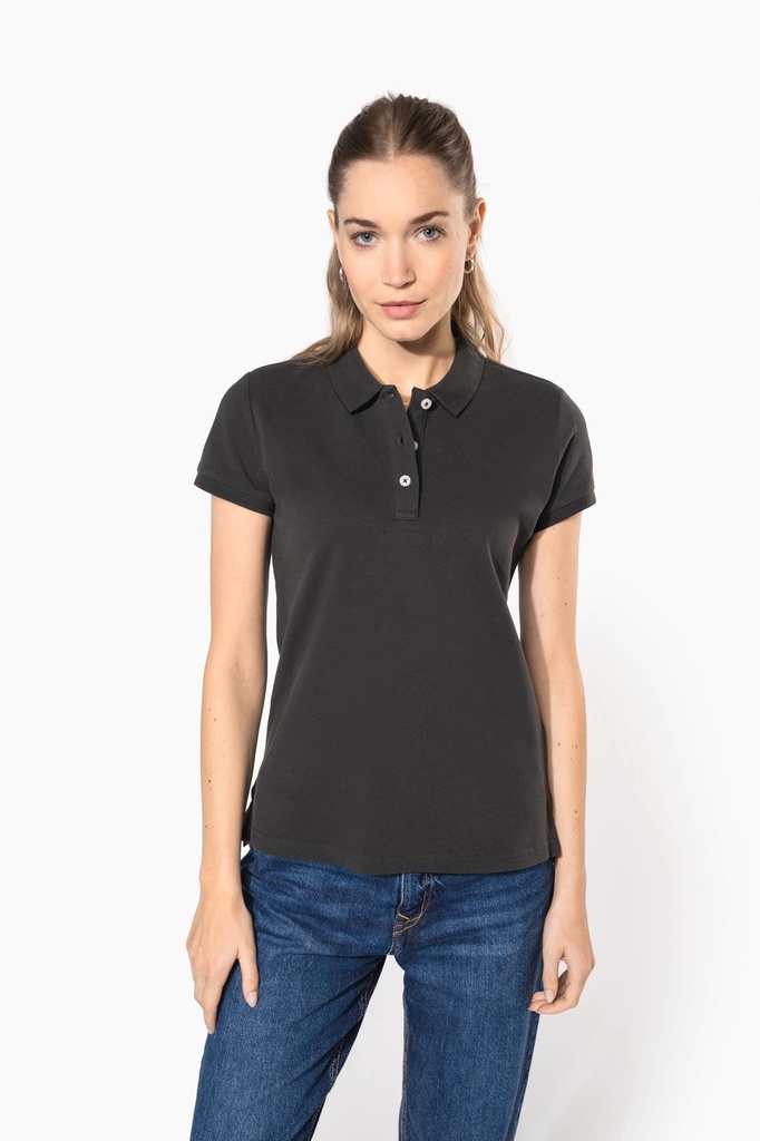 [KV2207-SlubGreyHeather-XS] KV2207 - Polo vintage manches courtes femme - SlubGreyHeather (XS)