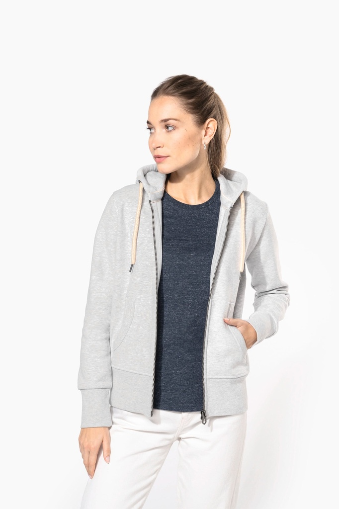 [KV2307-NightBlueHeather-XS] KV2307 - Sweat-shirt vintage zippé à capuche femme - NightBlueHeather (XS)