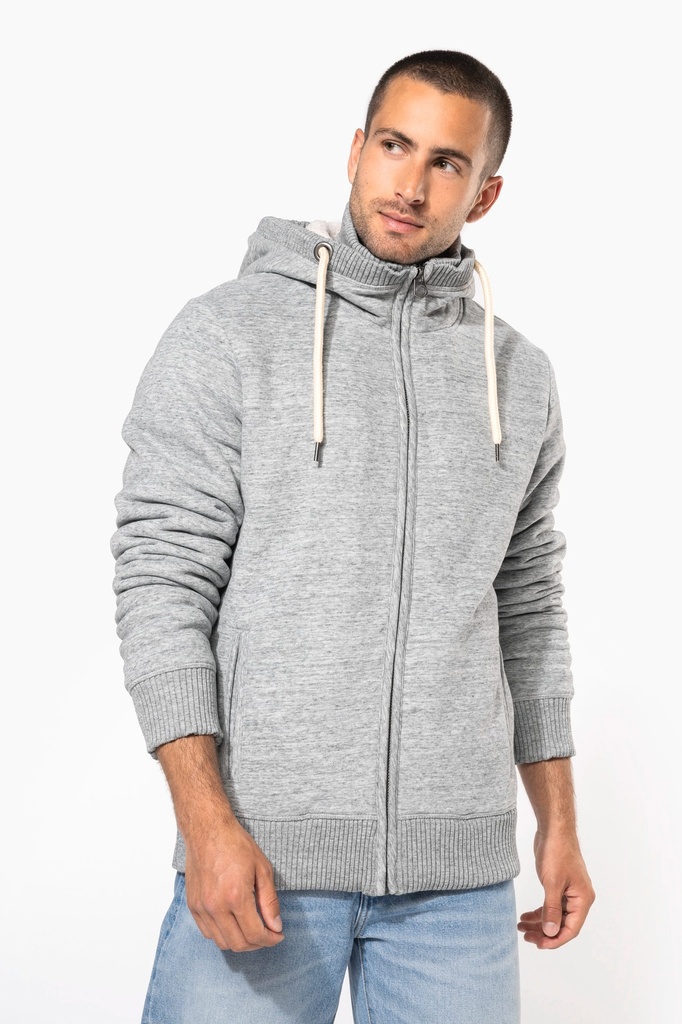 [KV2312-NightBlueHeather-XS] KV2312 - Veste vintage molleton doublée sherpa homme - NightBlueHeather (XS)