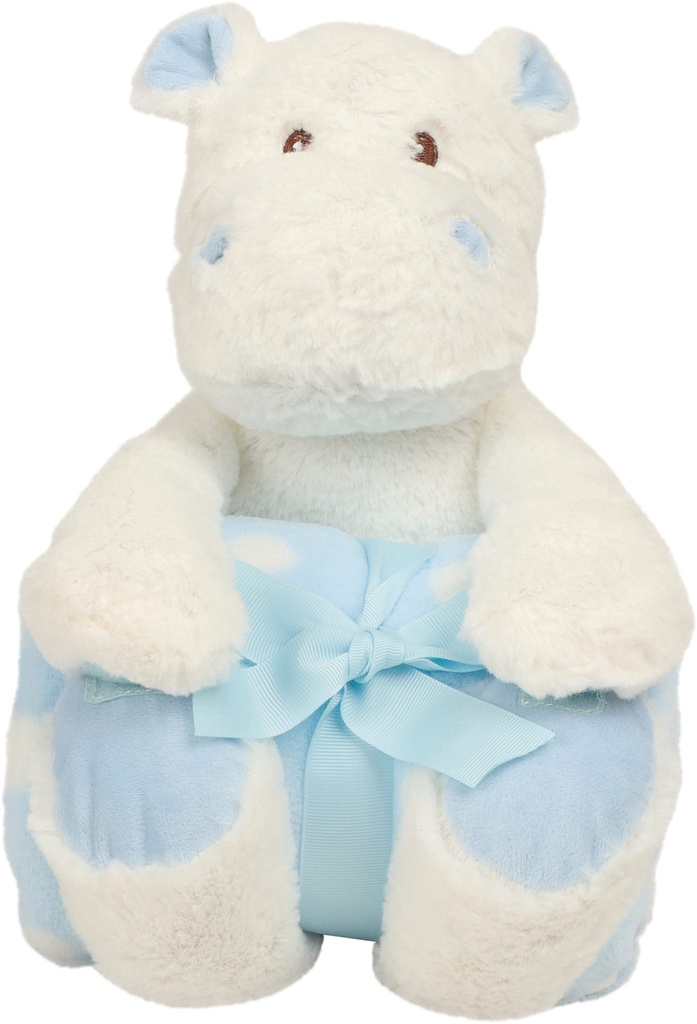 [MM606-White_Pink-OneSize] MM606 - Peluche hippopotame avec couverture - White_Pink