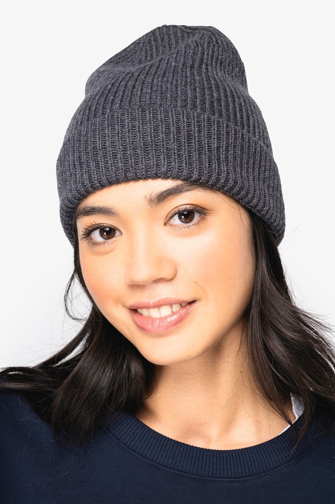 [NS015-MoonGreyHeather-OneSize] NS015 - Bonnet écoresponsable en laine mérinos unisexe - MoonGreyHeather