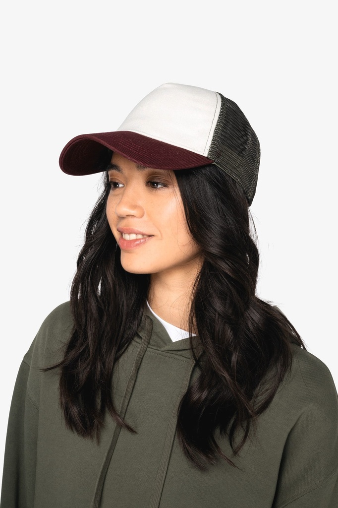 [NS035-Black-OneSize] NS035 - Casquette trucker écoresponsable 5 panneaux unisexe - Black