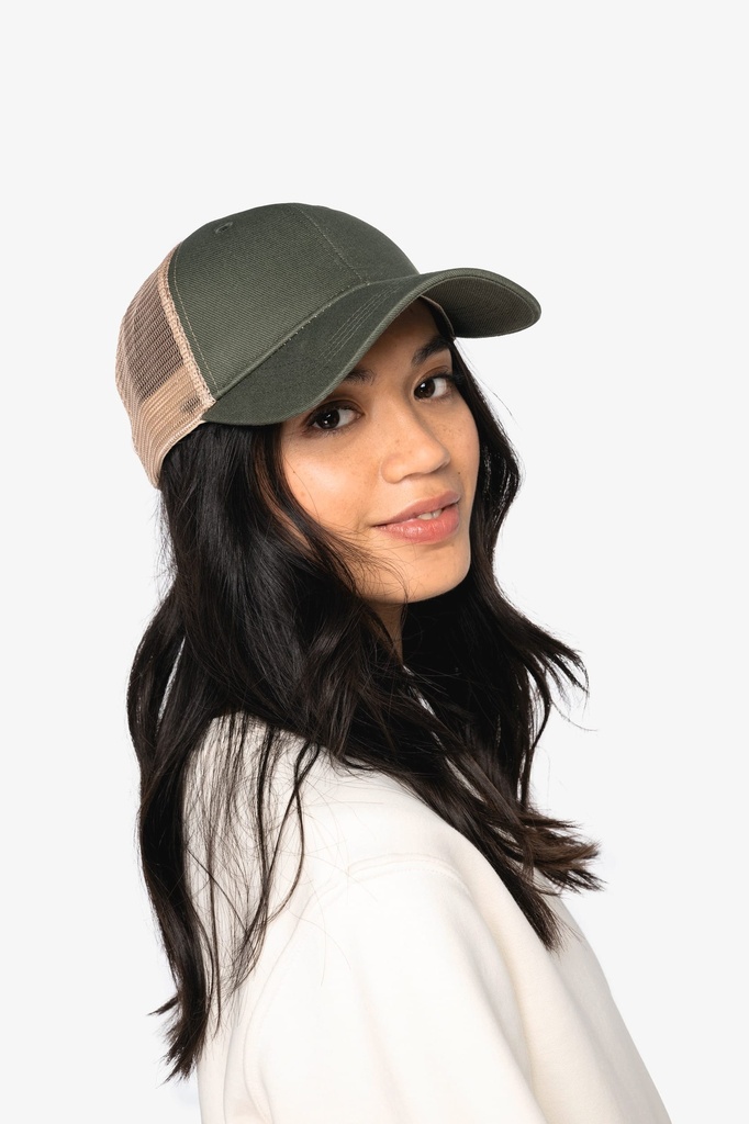 [NS036-OrganicKhaki_Beige-OneSize] NS036 - Casquette trucker écoresponsable 6 panneaux unisexe - OrganicKhaki_Beige