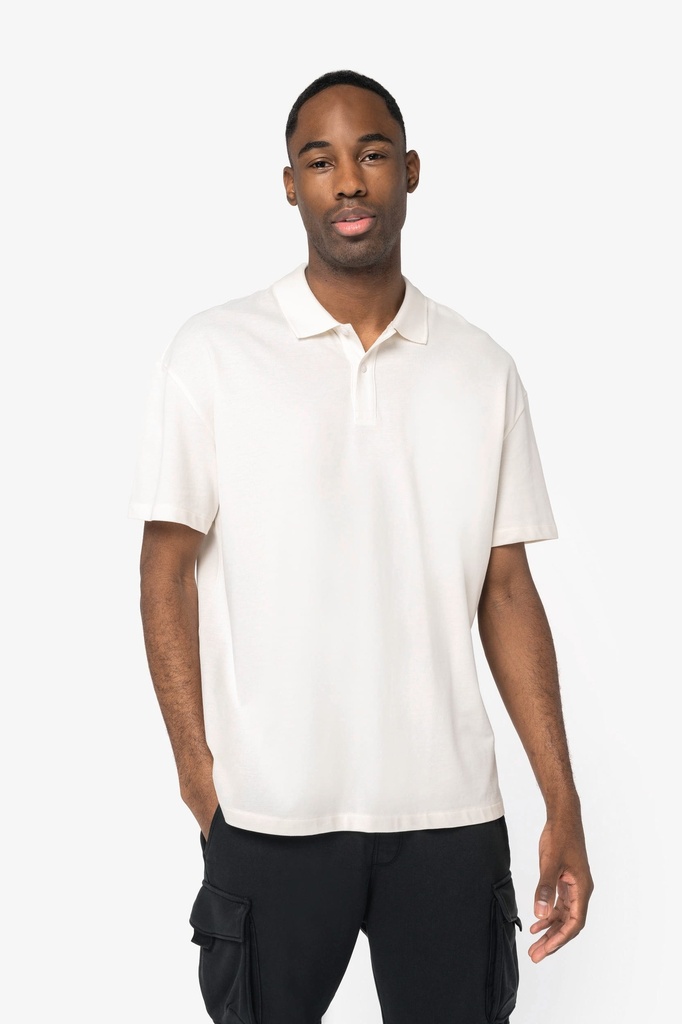 [NS204-Black-XS] NS204 - Polo écoresponsable maille piquée à épaules tombantes homme - Black (XS)