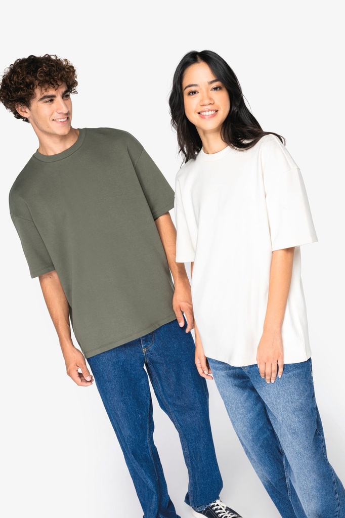 [NS308-Black-XS] NS308 - T-shirt écoresponsable oversize French Terry unisexe - Black (XS)