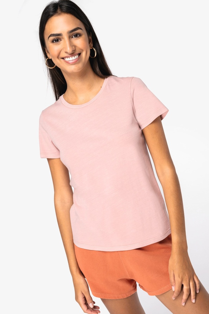[NS316-WashedPetalRose-XS] NS316 - T-shirt écoresponsable délavé femme  - WashedPetalRose (XS)