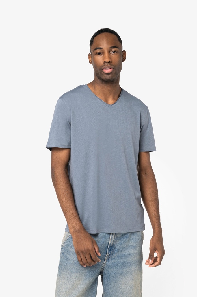 [NS318-Black-S] NS318 - T-shirt écoresponsable slub bords francs homme  - Black (S)