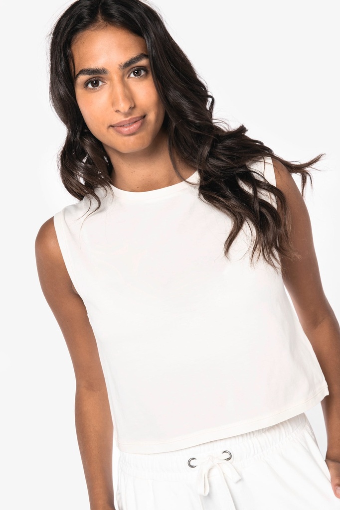 [NS342-WashedCoalGrey-XS] NS342 - T-shirt écoresponsable  crop sans manche femme - WashedCoalGrey (XS)