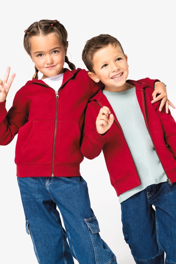 [NS405-Ivory-12/14ans] NS405 - Sweat-shirt écoresponsable zippé à capuche enfant  - Ivory (12/14 ANS)