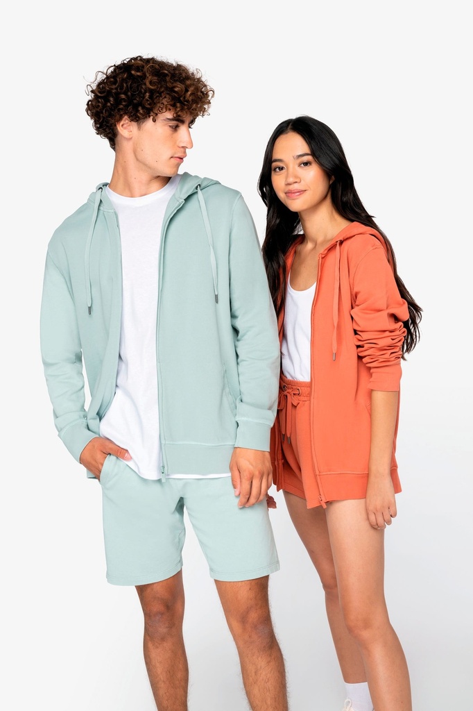 [NS417-Washedblack-2XS] NS417 - Sweat-shirt écoresponsable zippé à capuche French Terry unisexe - Washedblack (2XS)