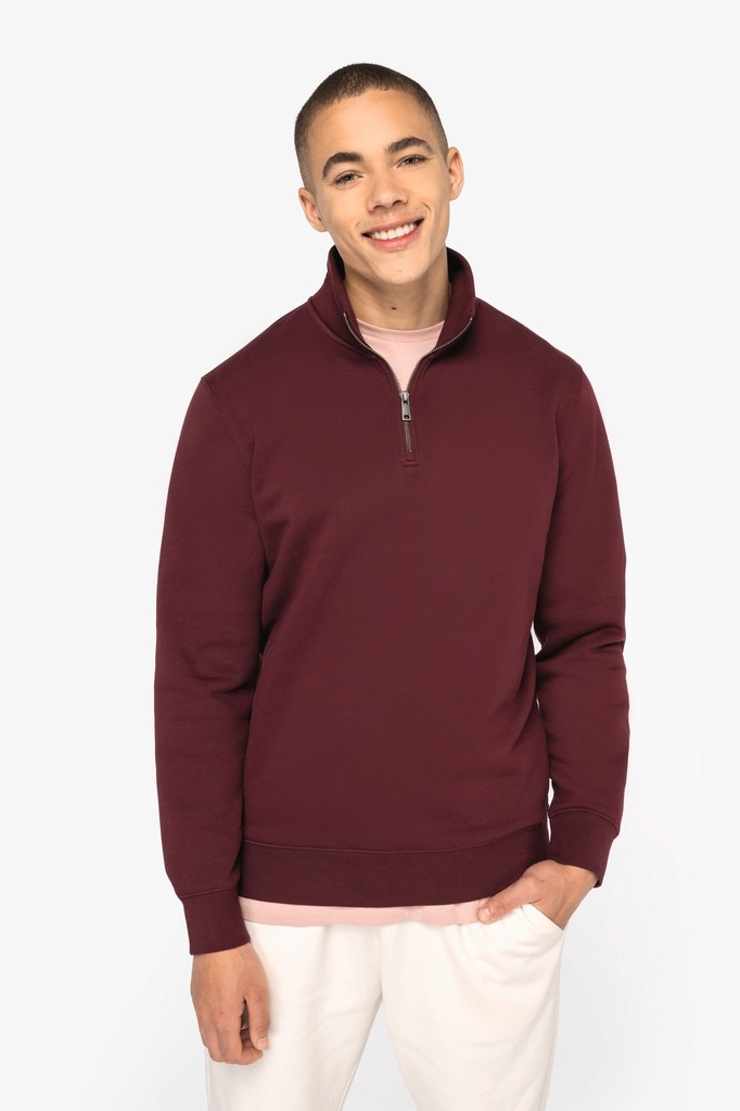 [NS428-Ivory-XS] NS428 - Sweat-shirt écoresponsable à col montant zippé homme - Ivory (XS)