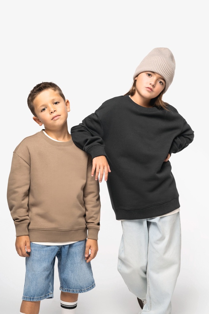[NS437-NavyBlue-12/14ans] NS437 - Sweat-shirt écoresponsable à col rond oversize enfant - NavyBlue (12/14 ANS)