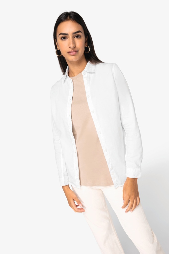 [NS503-WashedPaleKhaki-XS] NS503 - Chemise écoresponsable délavée femme - WashedPaleKhaki (XS)