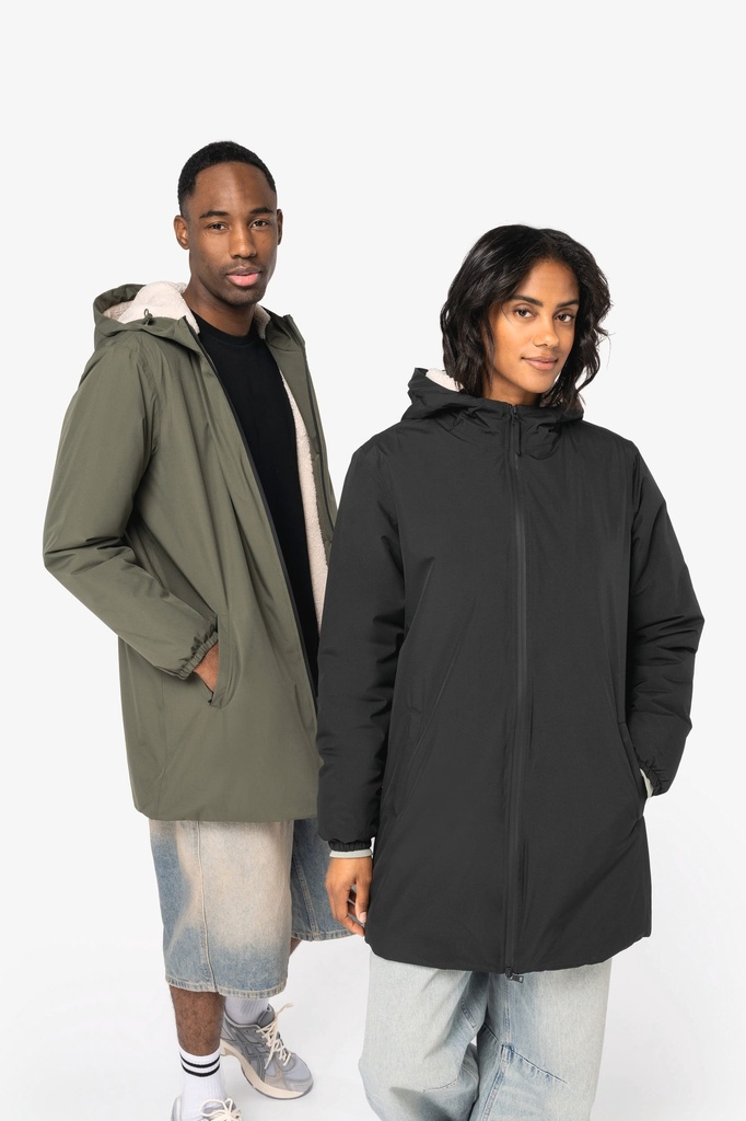 [NS609-OrganicKhaki-XS] NS609 - Veste écoresponsable imperméable doublée en sherpa unisexe - OrganicKhaki (XS)