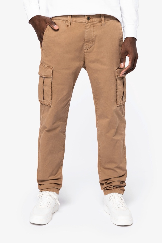 [NS740-WashedOrganicKhaki-44FR] NS740 - Pantalon cargo écoresponsable délavé homme - WashedOrganicKhaki (44FR)