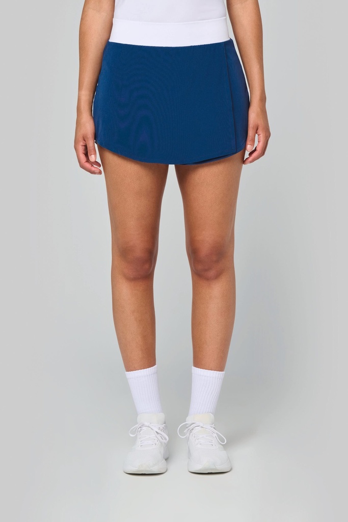 [PA1031-White_SportyNavy-XS] PA1031 - Jupe de padel avec short intégré - White_SportyNavy (XS)