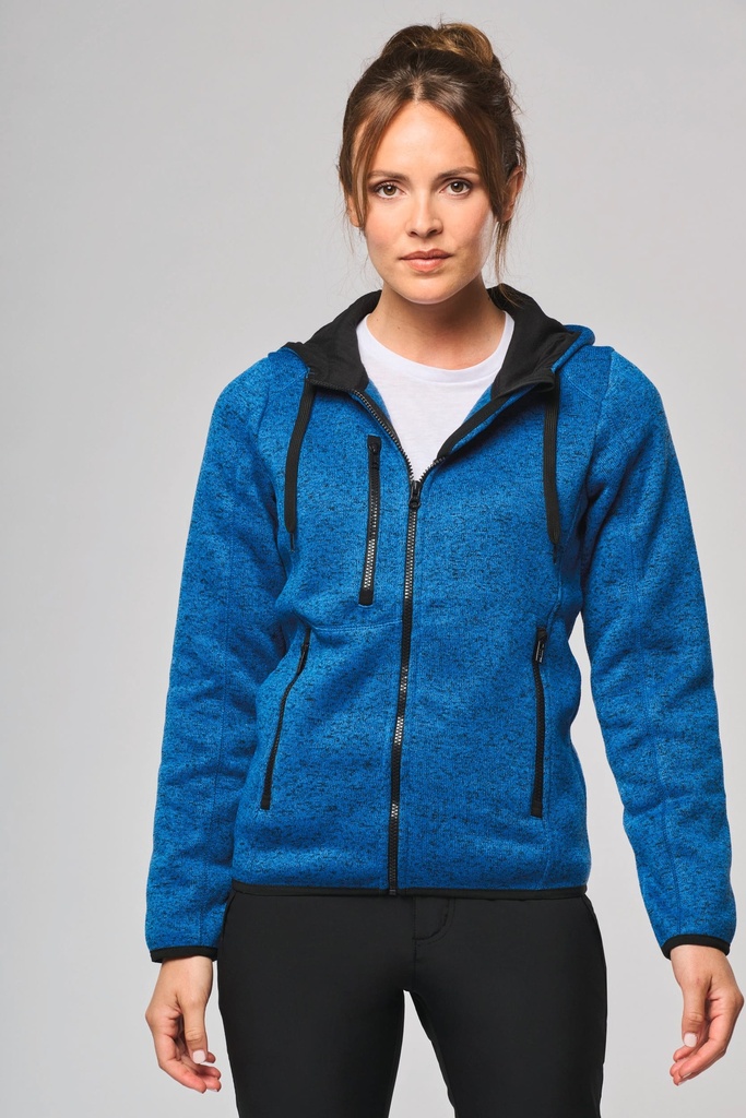 [PA366-NavyMelange-XS] PA366 - Veste à capuche chinée femme - NavyMelange (XS)