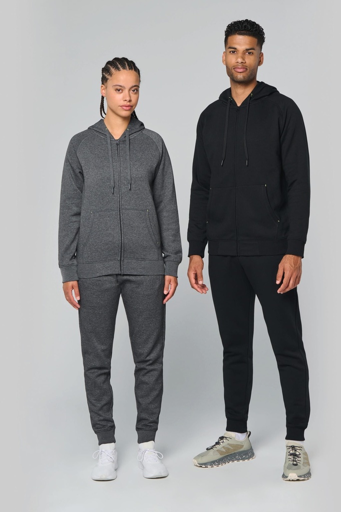 [PA383-DarkGreyHeather-XS] PA383 - Veste zippée à capuche unisexe - DarkGreyHeather (XS)