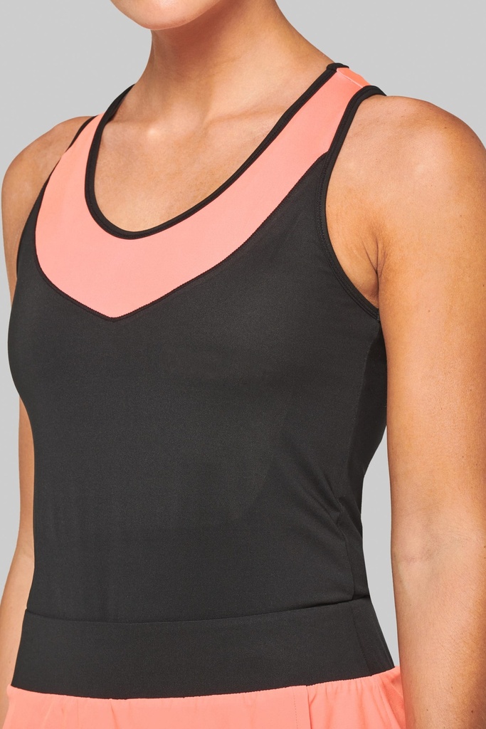 [PA4031-Black_MarlDarkGrey-XS] PA4031 - Débardeur de padel bicolore femme - Black_MarlDarkGrey (XS)