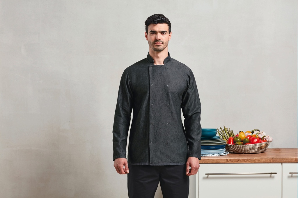 [PR660-BlackDenim-XS] PR660 - Veste Denim chef cuisinier - BlackDenim (XS)