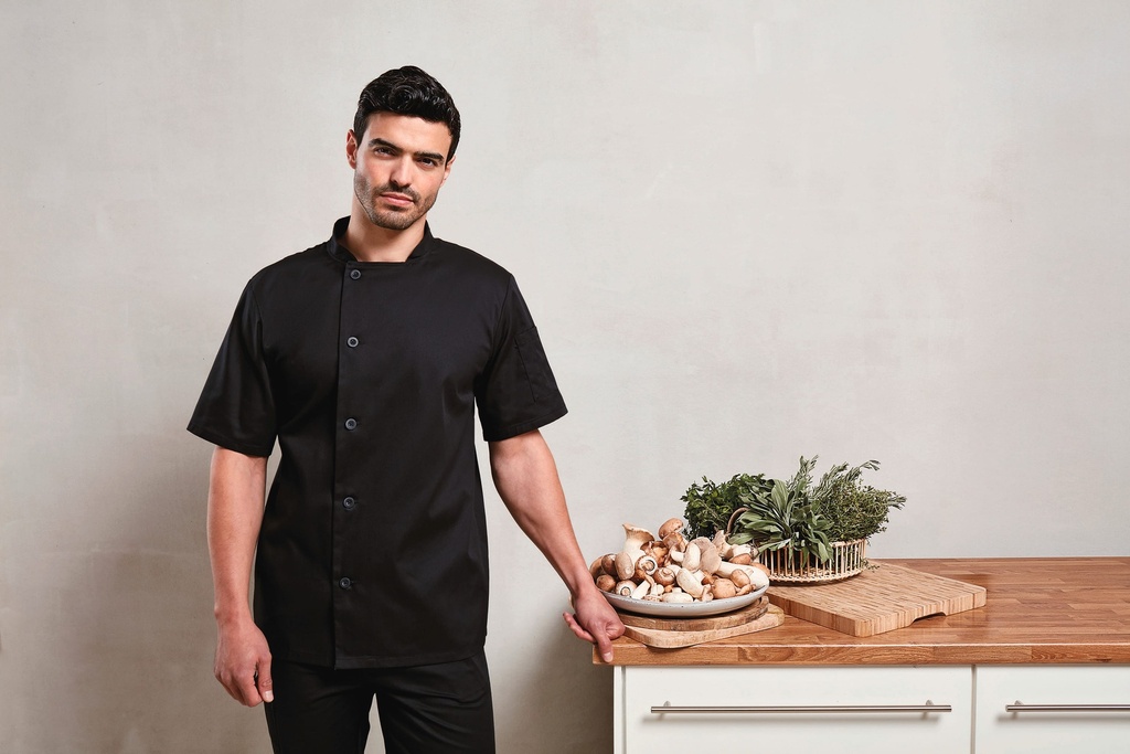 [PR900-White-XS] PR900 - Veste chef cuisinier manches courtes "Essential" - White (XS)