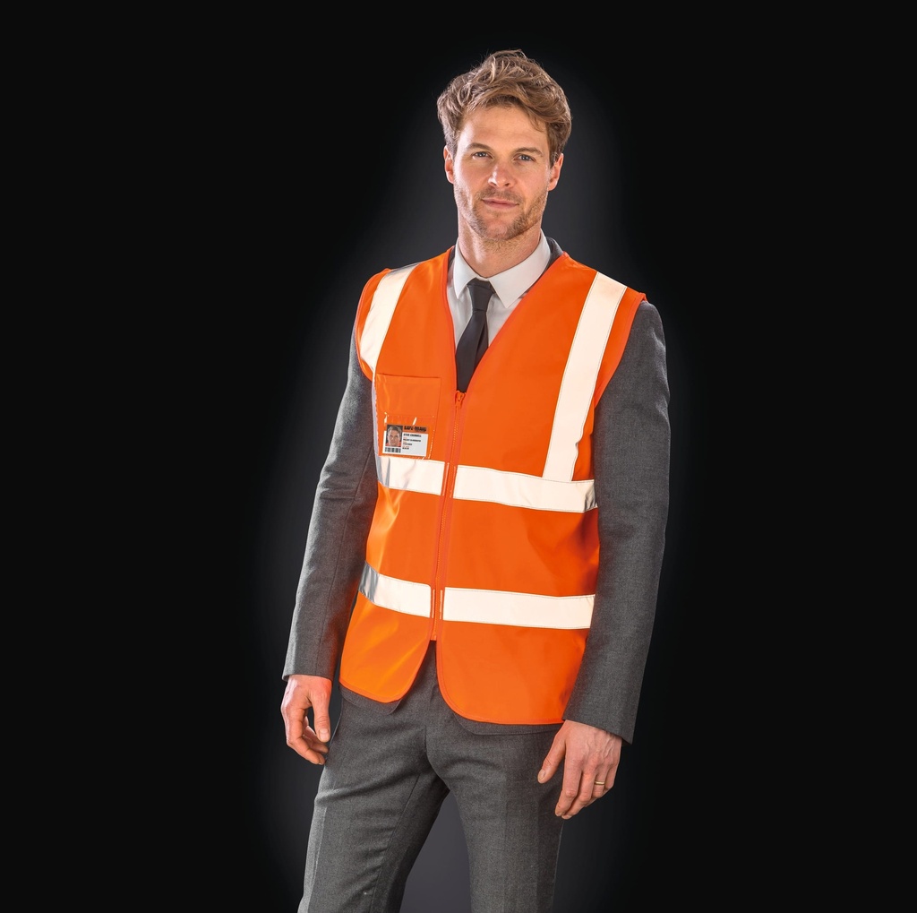 [R202X-FluorescentYellow-S/M] R202X - Gilet de sécurité zippé - FluorescentYellow (S/M)