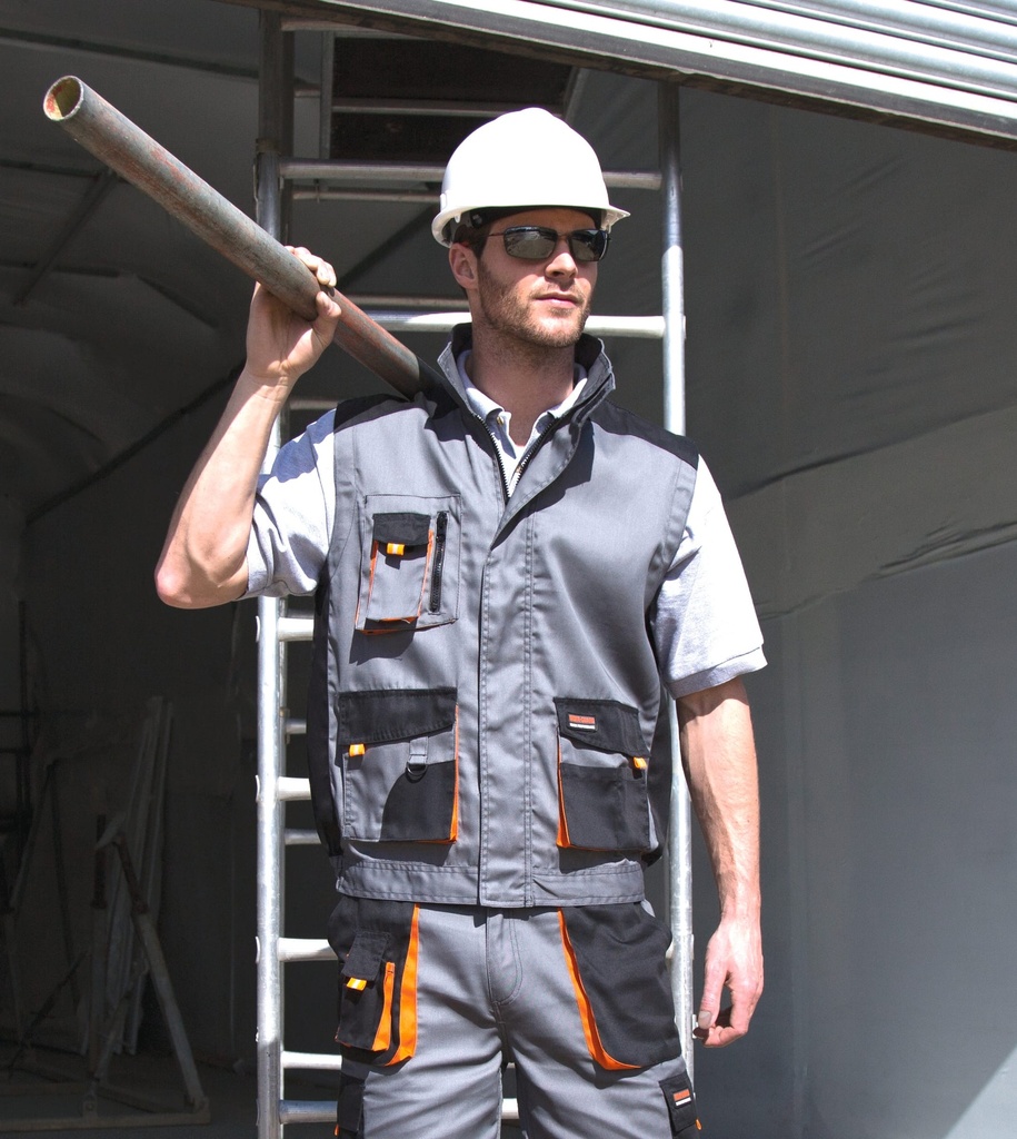 [R317X-Grey_Black_Orange-S] R317X - Gilet multipoches Lite - Grey_Black_Orange (S)