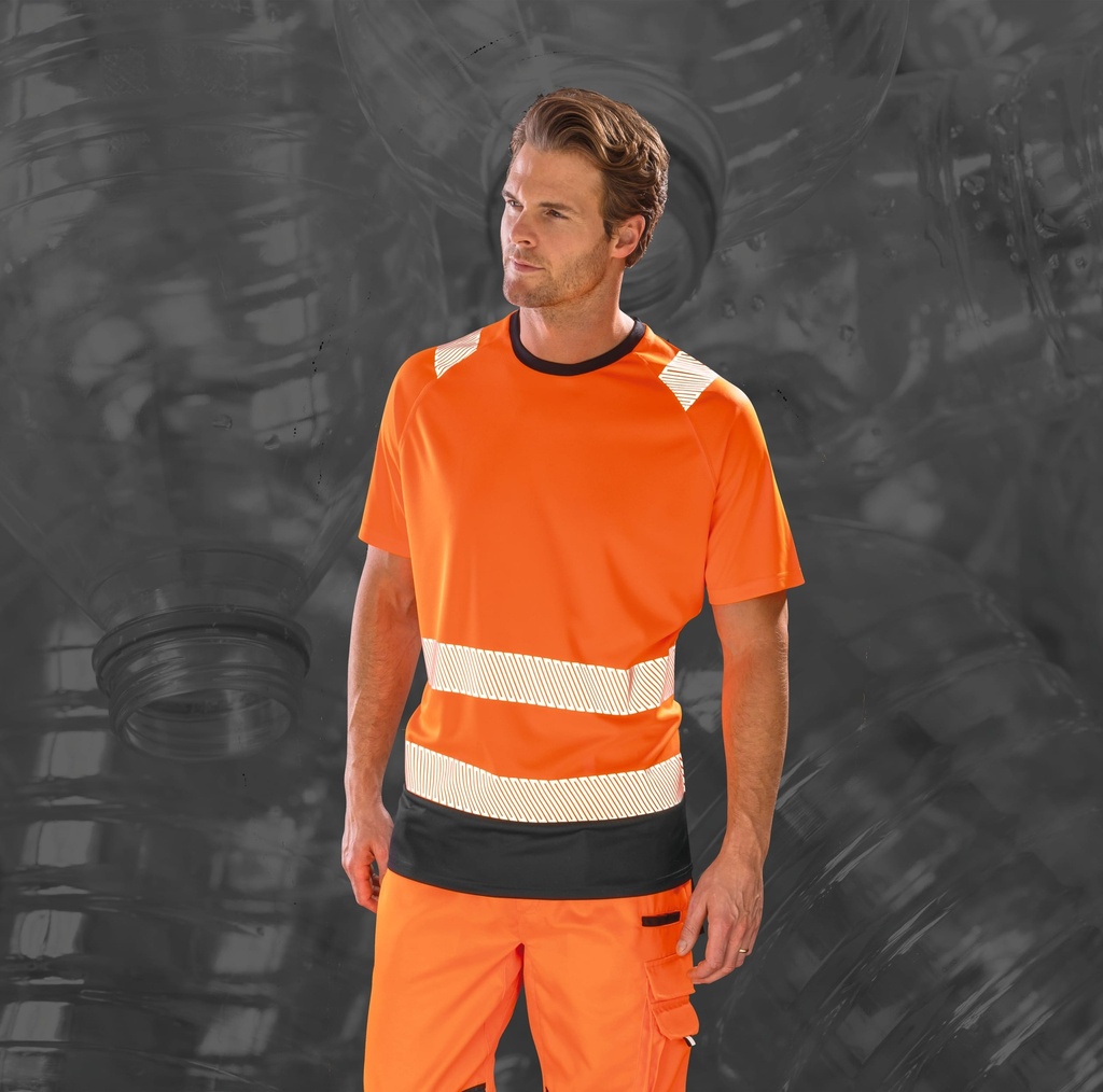 [R502X-Yellow_Black-S/M] R502X - T-shirt de sécurité recyclé - Yellow_Black (S/M)