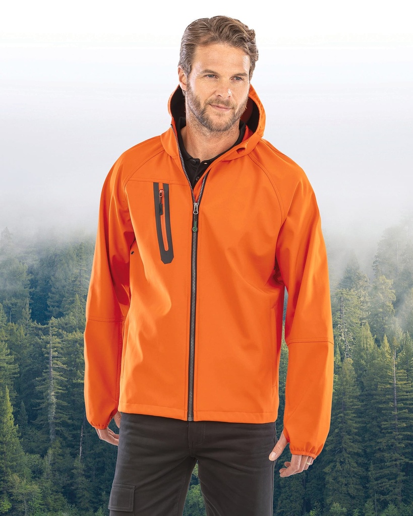 R909X - Veste Softshell 3 couches recyclée à capuche unisexe - Orange_Navy