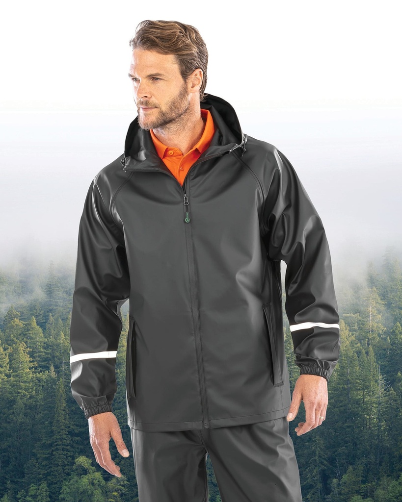 [R915X-Black-S] R915X - Veste imperméable Prism PU avec bandes réfléchissantes  - Black (S)