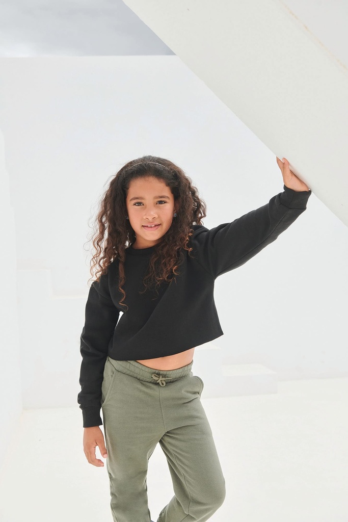 [SM515-Black-7/8ans] SM515 - Sweat-shirt enfant Slounge - Black (7/8 ANS)