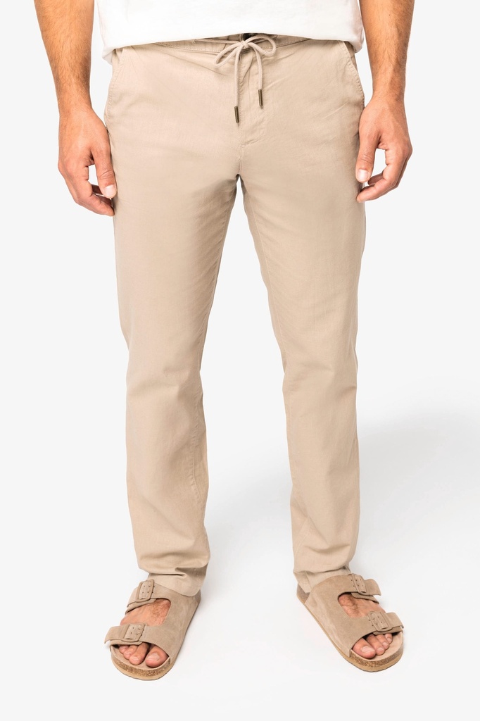 [SP708-WetSand-XS] SP708 - Pantalon écoresponsable en lin et coton bio homme - WetSand (XS)