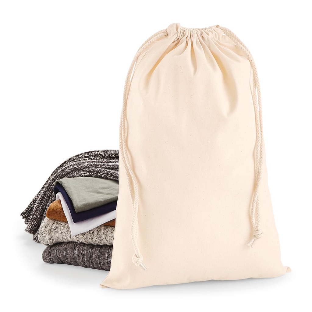 [W216-Black-XS] W216 - Sac cordelette en coton premium - Black (XS)