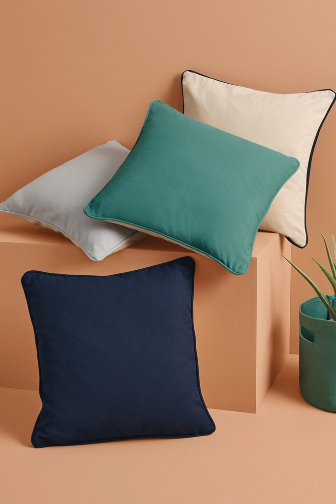 [W355-Natural_Sagegreen-40x40cm] W355 - Housse de coussin à bord passepoilé - Natural_Sagegreen