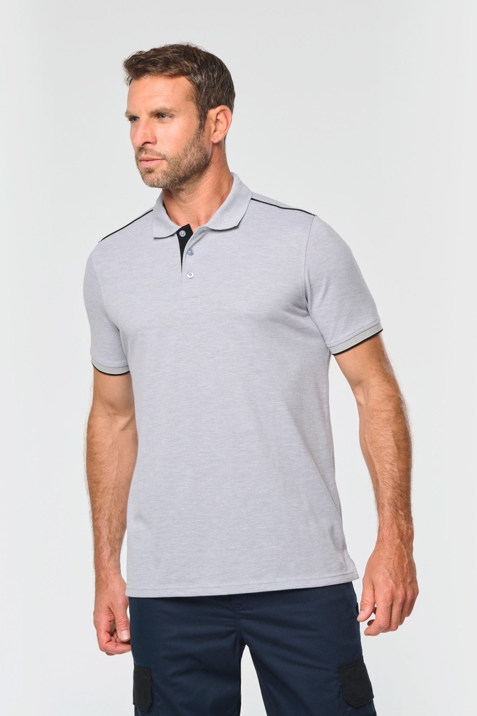[WK270-Navy_FluorescentOrange-S] WK270 - Polo Day To Day contrasté manches courtes homme - Navy_FluorescentOrange (S)