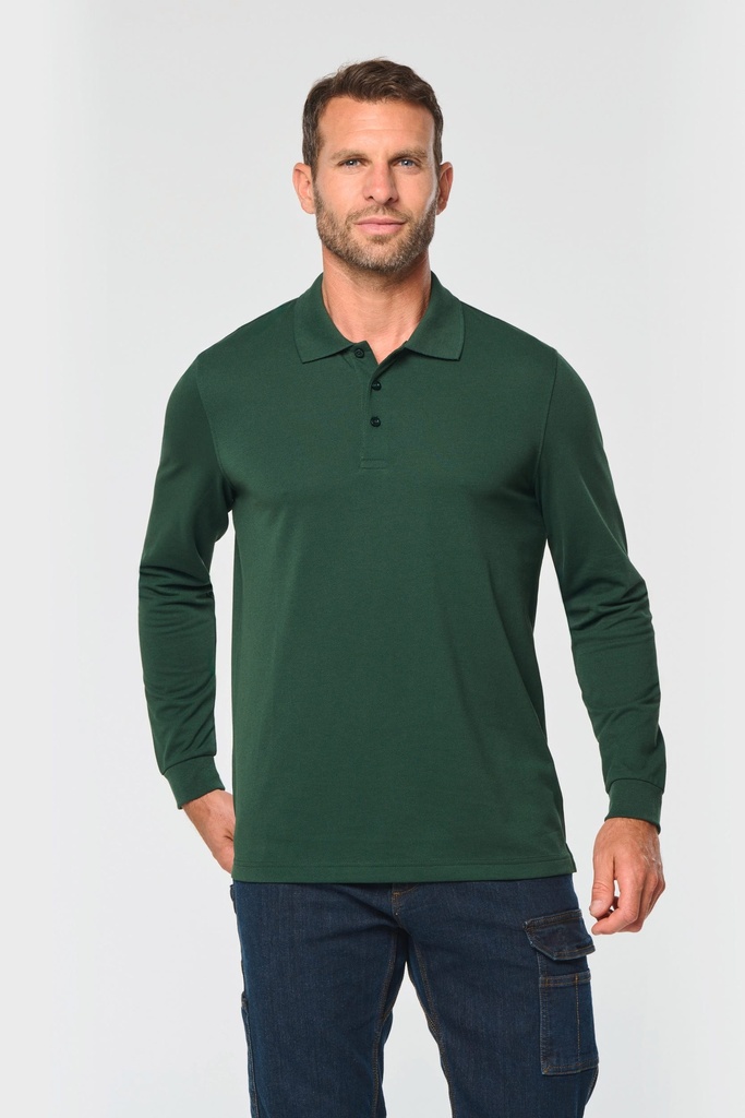[WK276-DarkGrey-S] WK276 - Polo manches longues homme - DarkGrey (S)