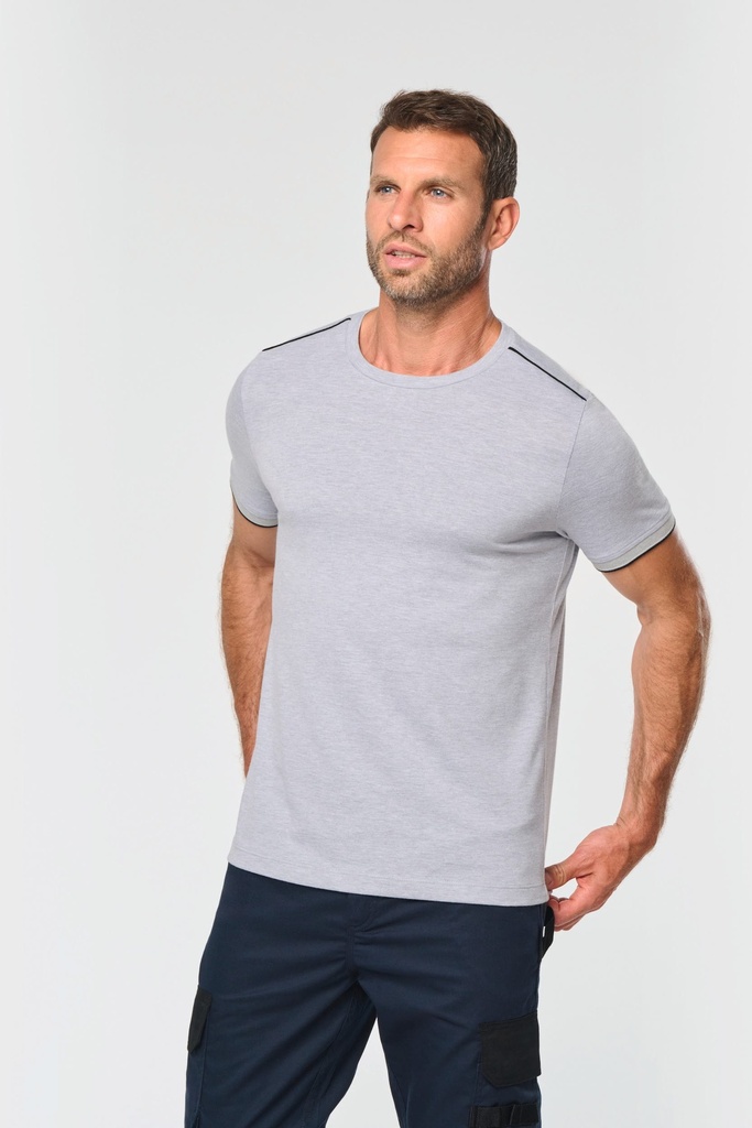 [WK3020-White_Navy-S] WK3020 - T-shirt Day To Day manches courtes homme - White_Navy (S)