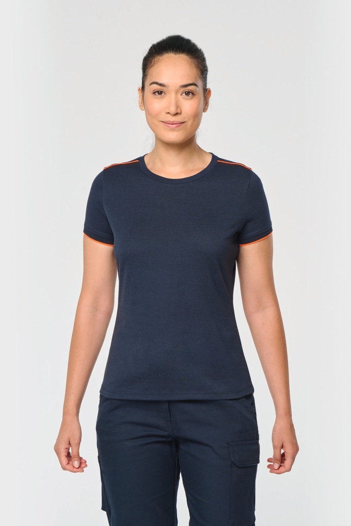 [WK3021-Navy_FluorescentYellow-XS] WK3021 - T-shirt Day To Day manches courtes femme - Navy_FluorescentYellow (XS)