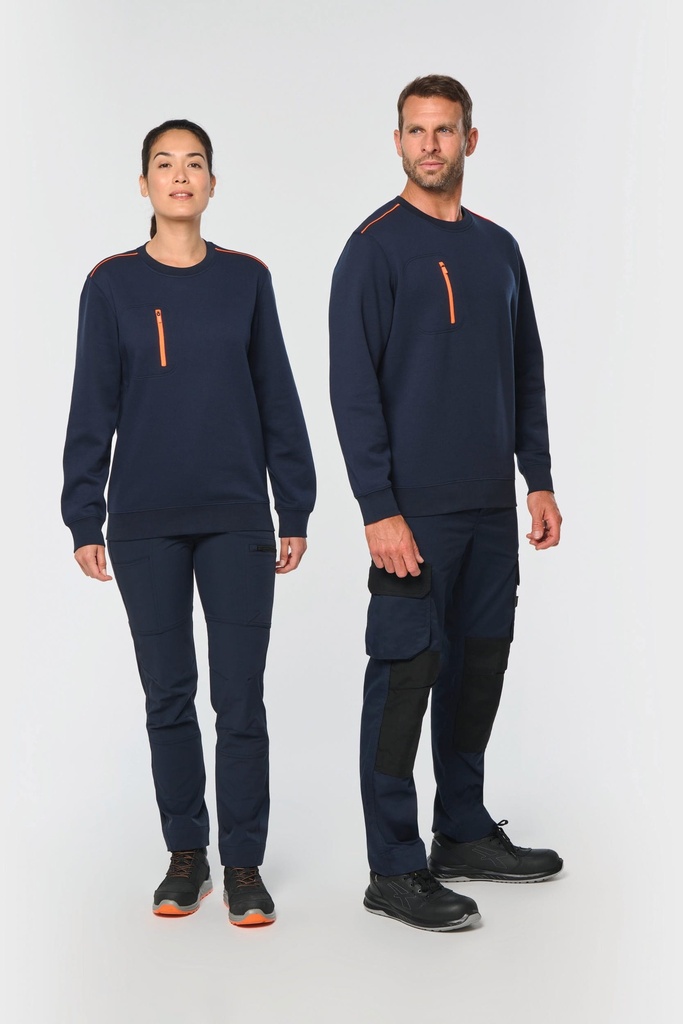 [WK403-OxfordGrey_Black-XS] WK403 - Sweat-shirt Day To Day zip poche contrastée unisexe - OxfordGrey_Black (XS)